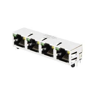 Quality Tab Up Green/Yellow LED 1X4 Port RJ45 Jack without Integrated Magnetics wholesale