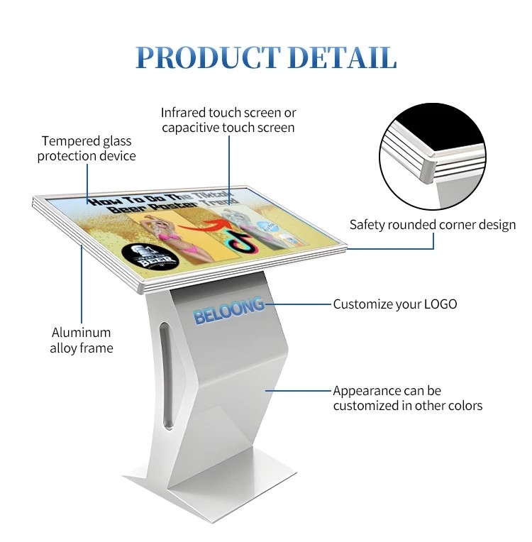 49'' Interactive Self Service Kiosk Exhibition Hall Android Windows 21.5 32 43 55''