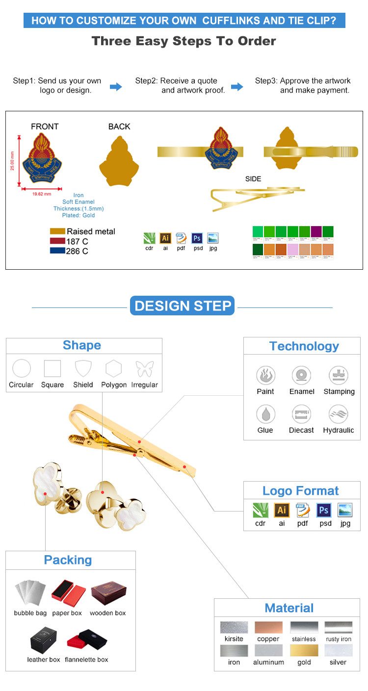 Custom Mens Engraved Tie Clips Logo Stainless Steel Necktie Clip