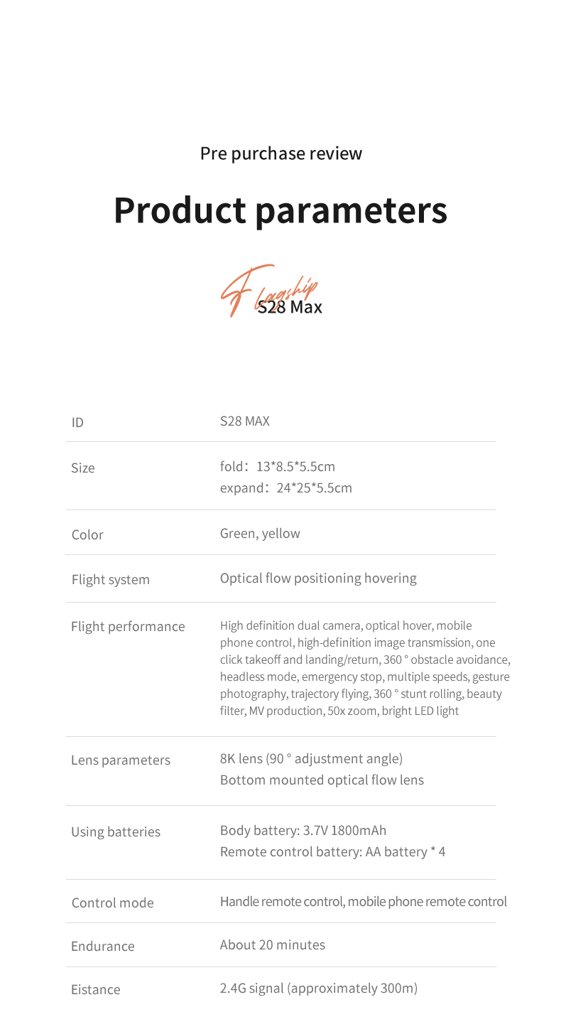 S28 Max Rc Remote Contral Dual Camera Drone With 4k Camera Fpv Drone Aircraft Toy Mini Drone 100 m Remote Control Distance