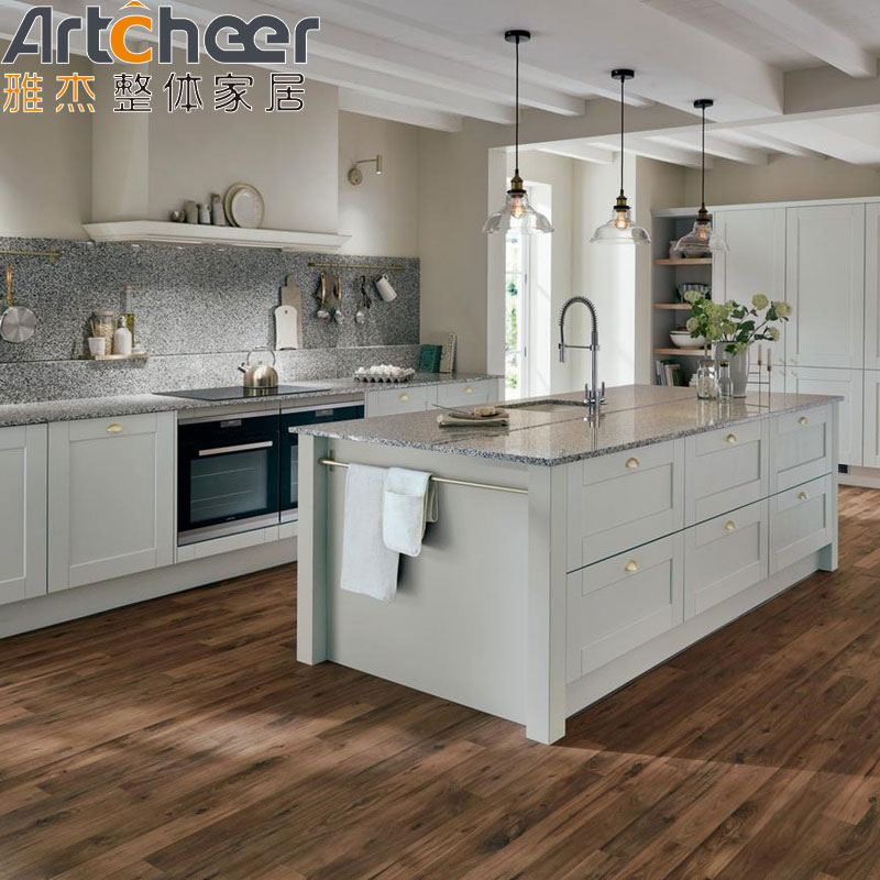 E0 Grade Material Kitchen Island Table With Moveable Drawers And Round Corner Stone Top