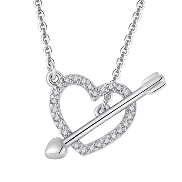 YASVITTI 925 Sterling Silver Women's Necklace 'One Arrow through the Heart'