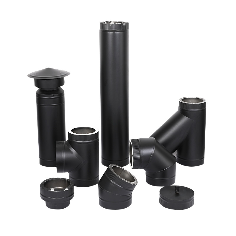 Insulated 90 Degree Tee Double Wall Chimney Pipe With Cap For Spigot Chimney System