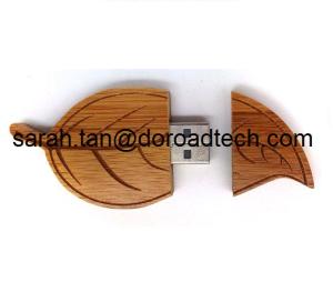 Quality New Hot Sale Wooden Leaf Shaped USB Pen Drives, Cute Leaf USB Flash Drives wholesale