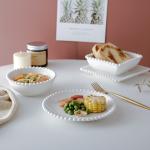 Retro White Pearl Edge European Western Ceramic Dinnerware Sets