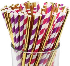 Quality 196.85mm Disposable Party Tableware Striped 10mm Christmas Paper Straws wholesale