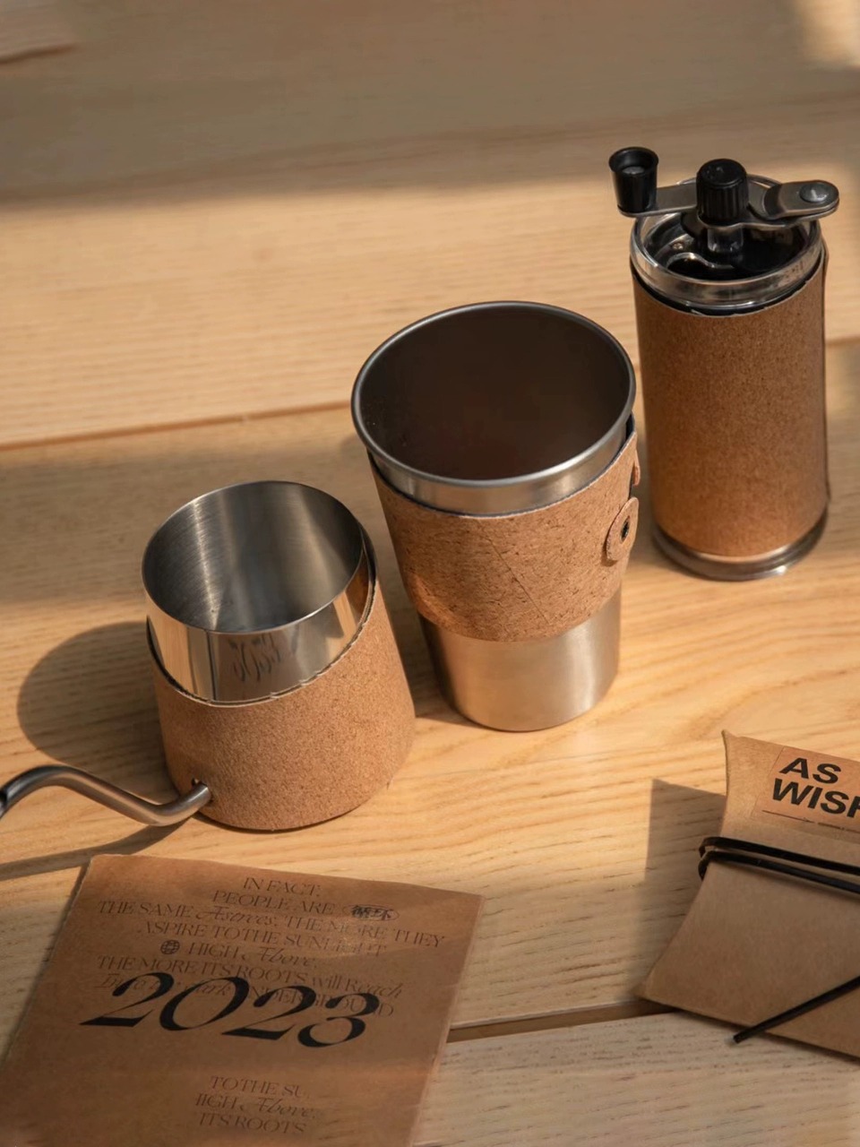 Stainless Steel Manual Coffee Grinder Set for Home Camping Morden Luxury Design Style