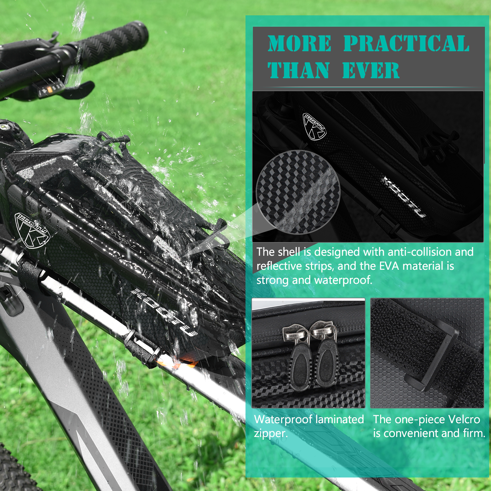 KOOTU Bike And Cycle Accessories , Rainproof Bicycle Top Tube Bag CE Certification