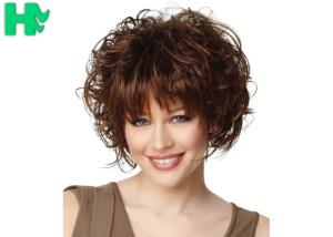 Quality Curly None Lace Brown Colored Short Synthetic Wigs 130% Density wholesale