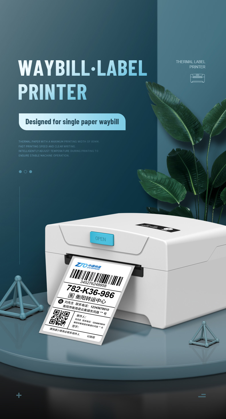 ZJIANG USB Bluetooth 3 Inch Label Printer For Barcode Printing