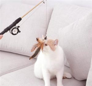 Quality Retractable Feather Teaser Cat Toy Plastic Material For Pet Cat Play wholesale