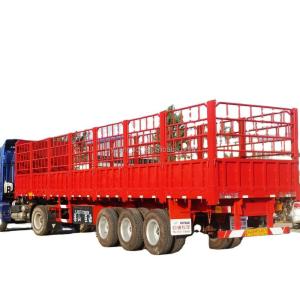Quality Aotong 3 Axles Livestock Store House Bar Fence Cargo Semi Trailers with 13TON Axle wholesale