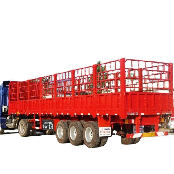 Aotong 3 Axles Livestock Store House Bar Fence Cargo Semi Trailers with 13TON
