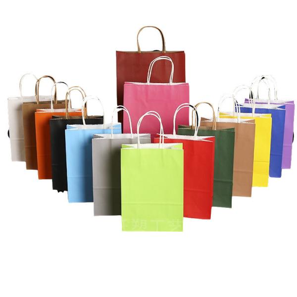 Industrial Surface Packaging Kraft Paper Gift Bag with Handle Customized Logo