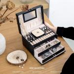 Medium PU Leather Flannel Packaging Gift Box for Ring Earring Pendant Necklace