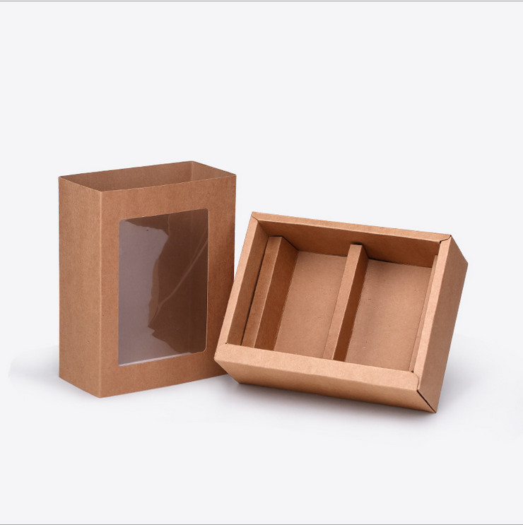 Hot sale OEM cheap packaging box kraft paper drawer box with clear window