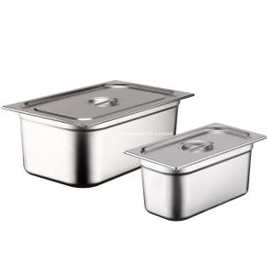 Quality Tableware food grade stainless steel food serving tray flat side design rectangular food pot with dust cover wholesale