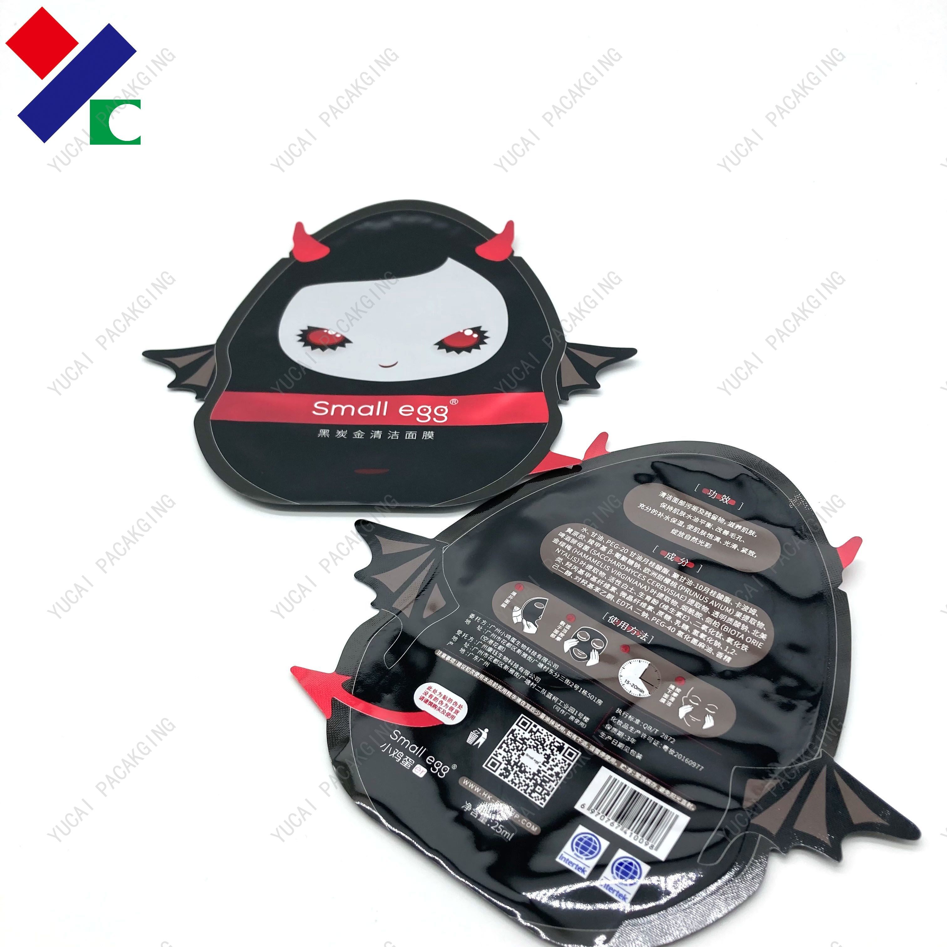 Customized CMYK Die Cut Aluminum Foil Packaging Bag For Special Shape Facial Mask