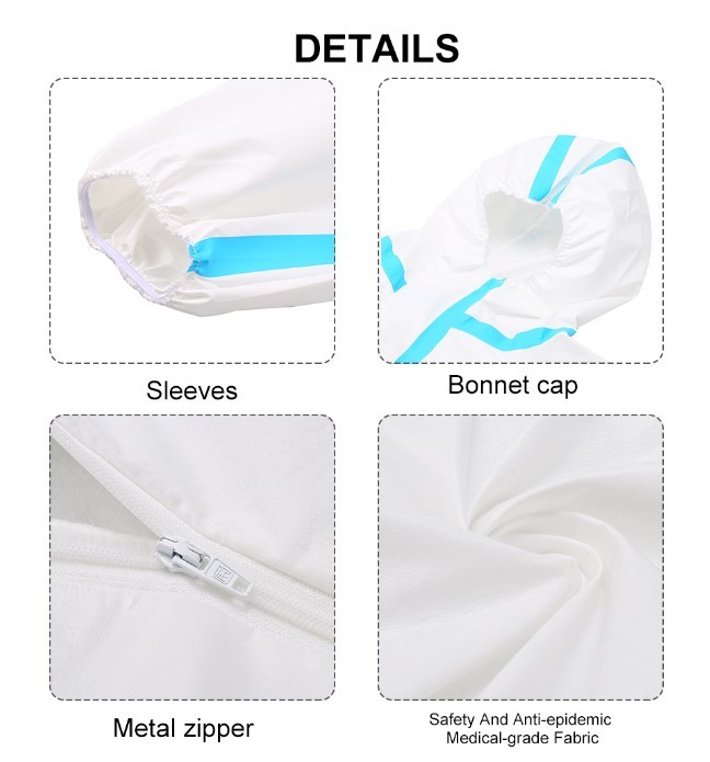 Nonwoven Safety Isolation Gown Disposable Coverall Suit Tough And Durable