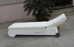 Quality Patio Wicker Chaise Lounge , White Poolside / Balcony Lounger wholesale