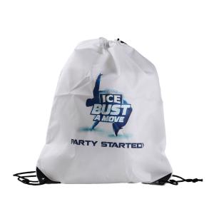 Quality White Printed 210D Polyester PU Corner Drawstring Packaging Bags wholesale