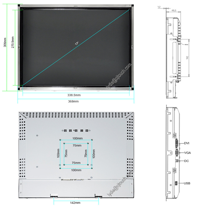 Multi Point Infrared Touch Monitor Screen With VESA Wall Mount Waterproof