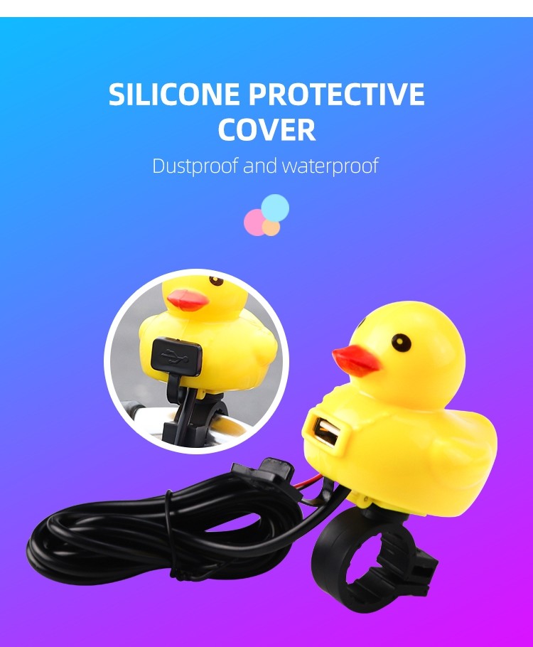 ABS Yellow Lucky Duck Motorcycle USB Charger ROHS Approval