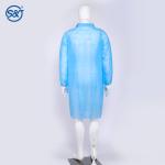 PP Disposable Lab Coat Nonwoven Single Layer Folded Collar Snap on Front Button