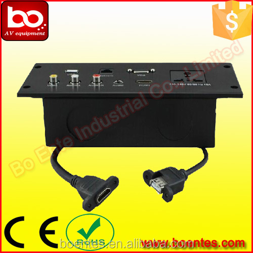 High Quality Wall Mount Aluminum brushed Hotel Media Socket Plate for Office Equipment