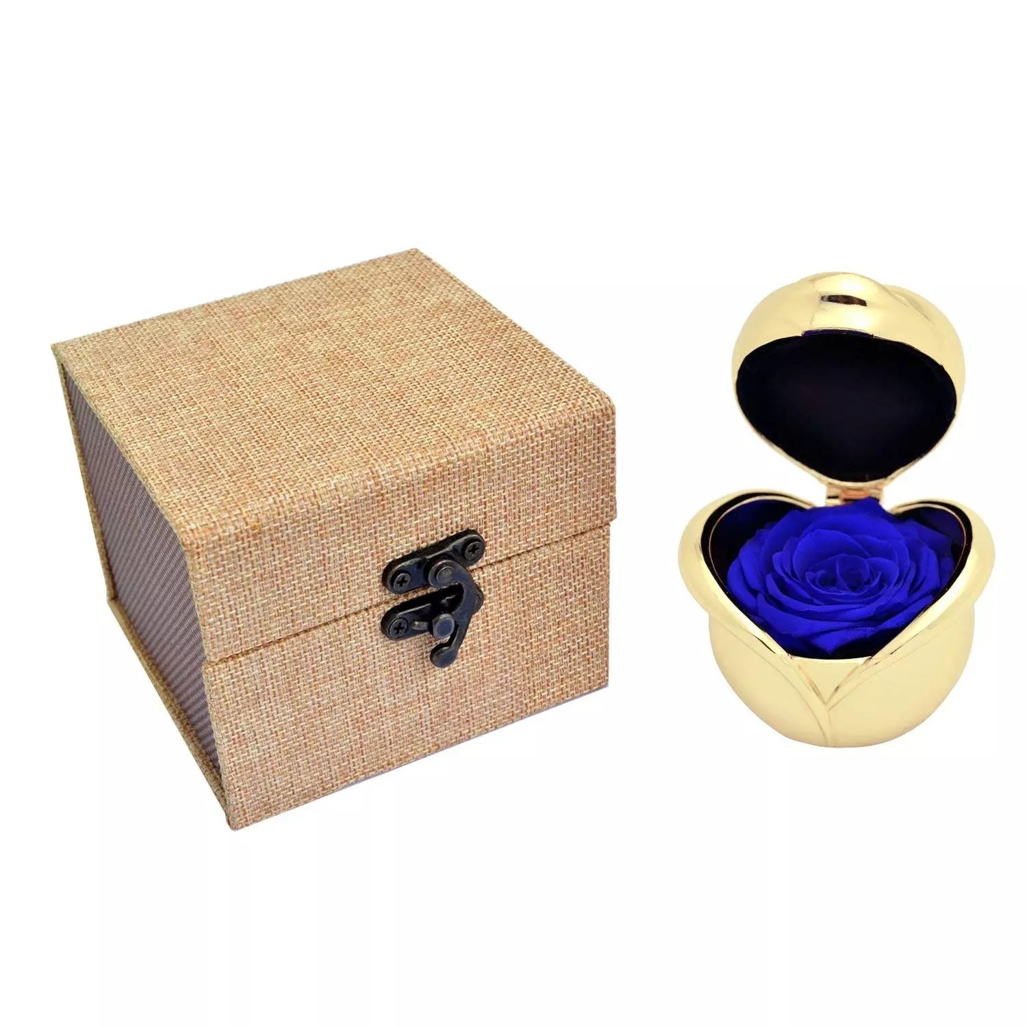 Preserved rose flower rose ring box ring boxes jewellery metal rose ring box wedding