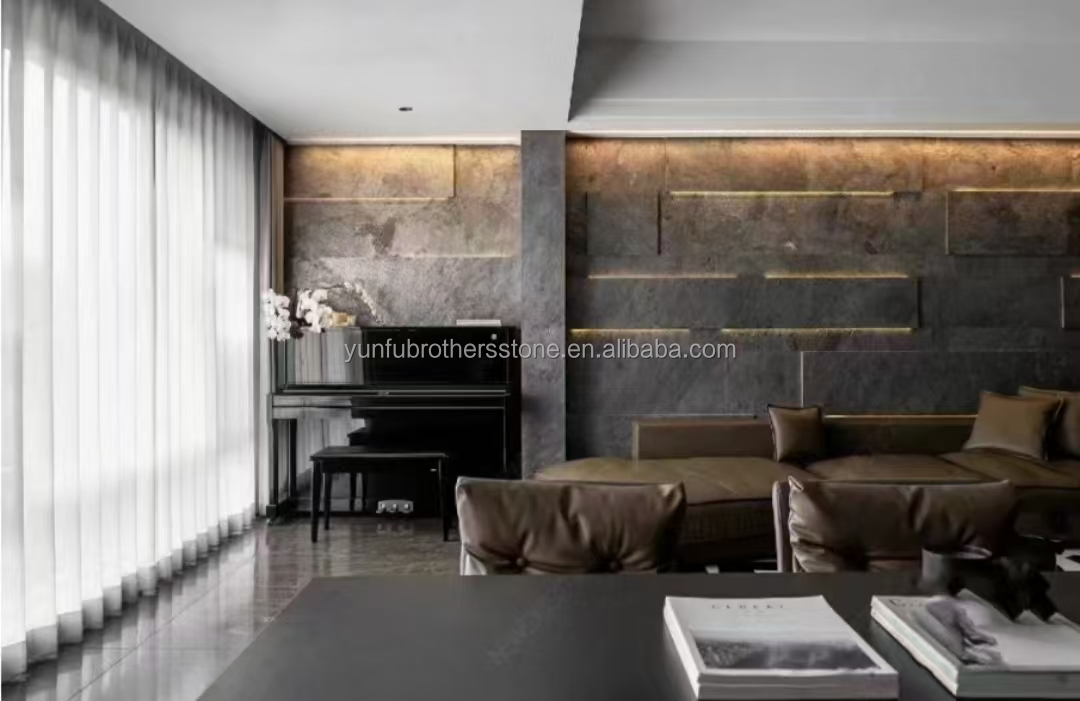 Hotel Interior Graphic Design Natural Flexible Stone Veneer Panel Wall Cladding Tile