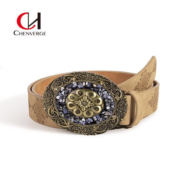 All Seasons Fashionable Vintage Leather Belt Tight Western Style Buckle 105cm
