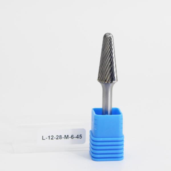SL Taper Radius End Metal Removal Carbide Burr Single Cut 6mm Shank LOGO