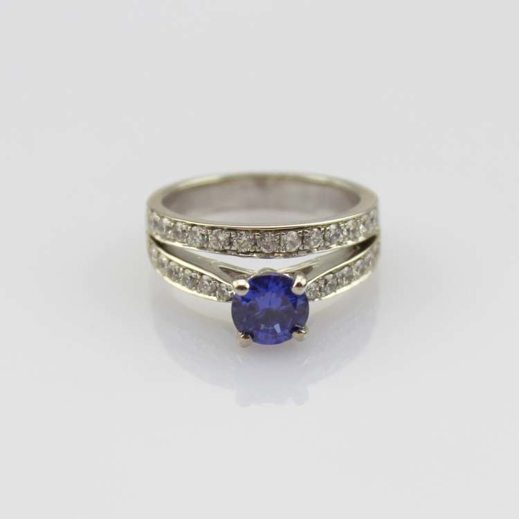 925 Sterling Silver 6mm CZ Diamonds Engagement Wedding Ring(R283)