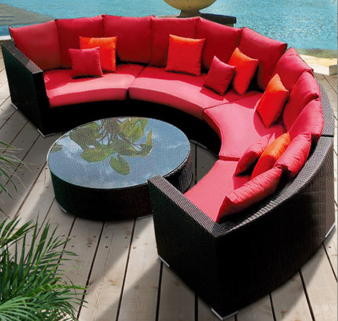 Outdoor Leisure Courtyard Villa Garden Outdoor Arc-Shaped Combination Of Aluminum Alloy Waterproof And Sunscreen Rattan