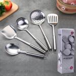 Full Set Kitchen Cooking Tool Stainless Metal Cutlery Gold Black Flatware for