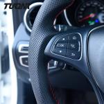 Leather Mercedes Benz Carbon Fiber Steering Wheel Flat Bottom Car Accessories