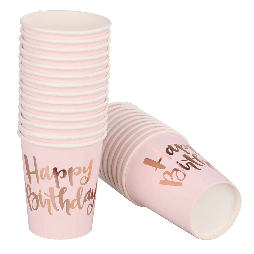 Pink Gold Pink Paper Plates And Cups Napkins