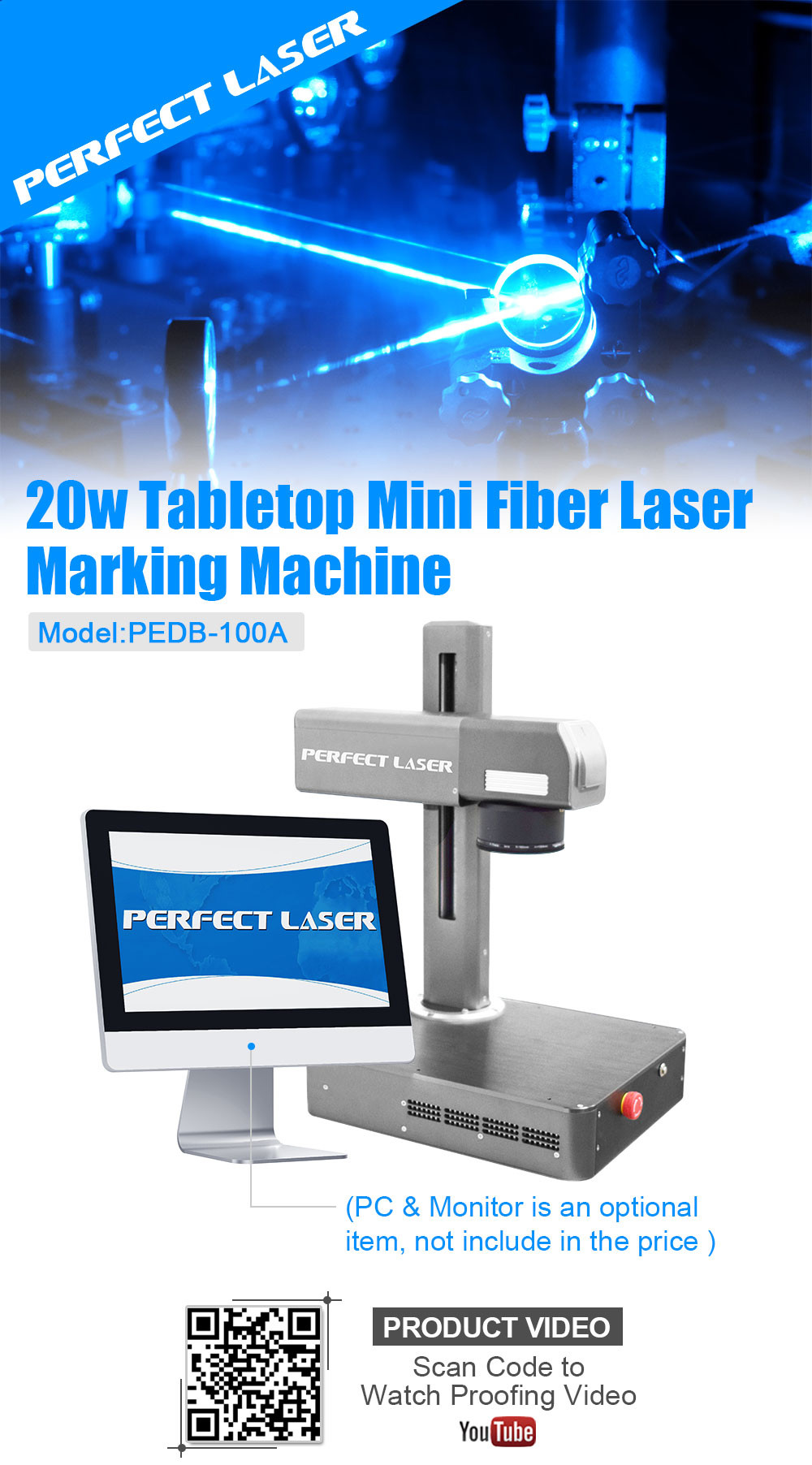 Air Cooling Laser Marking Engraving Machine For Metal PVC Multi Angle Marking