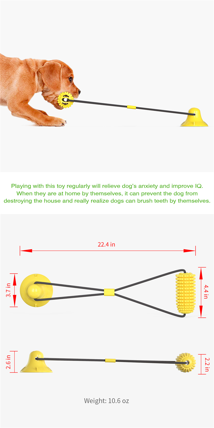 Durable Bite Resistant Dog Tug Pull Rope Toy Corn Suction Cup Puppy Toys Dogs Supplies Pet Molar Ball New Material Toothbrush