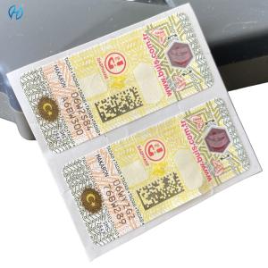 Quality IR Anti Counterfeit Tax Stamp Duty Customized Security Paper Adhesive For Cigarettes wholesale