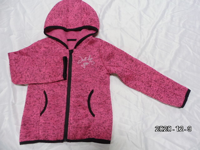 Front Placket Knitting Fabric Size 104 Kids Zipper Jacket For Girls