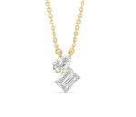 Round Emerald Cut Bezel Lab Grown Diamond Necklace in 18K 14K 10K Solid Gold