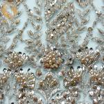 Beaded Nice Lace Fabric Exquisite 91.44cm Length Types Of Handmade Lace