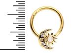 Solid 18K Gold Nose Piercing Moon Sun Shape With 0.06ct SI2 Natural Diamonds ODM