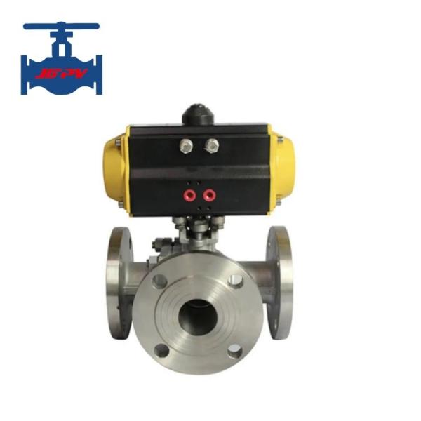 Cheap Stainless Steel Pneumatic Actuator Driven T Type  L Type Three Way Ball Valve for sale
