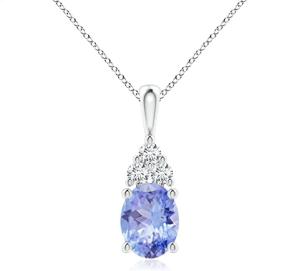 Quality Women Girls Angara Natural Tanzanite Solitaire Pendant Necklace 14K Solid wholesale