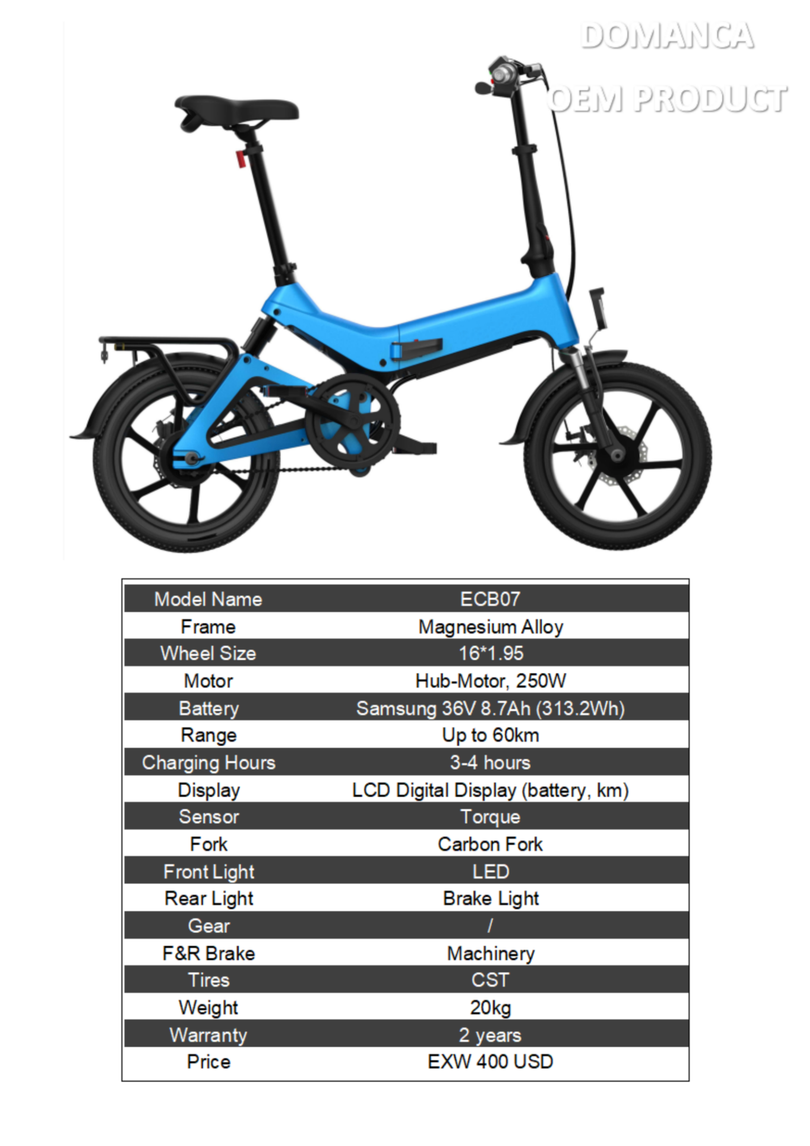 16" Rear Hub Motor Electric Folding Bike GB3 Magnesium Electric Bicycle 250W MyRider