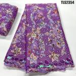 Sustainable Velvet Lace Fabric with Colorful Flower Embroidery and Shimmering