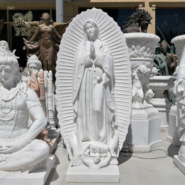 Marble Virgin Mary Statue Stone Carvings Virgen De Guadalupe Sculpture Catholic